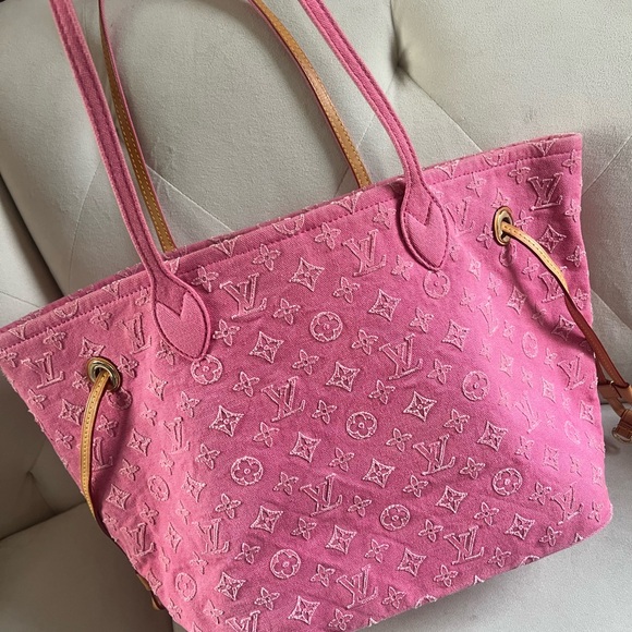 Louis Vuitton Neverfull denim monogram pink - Picture 8 of 12